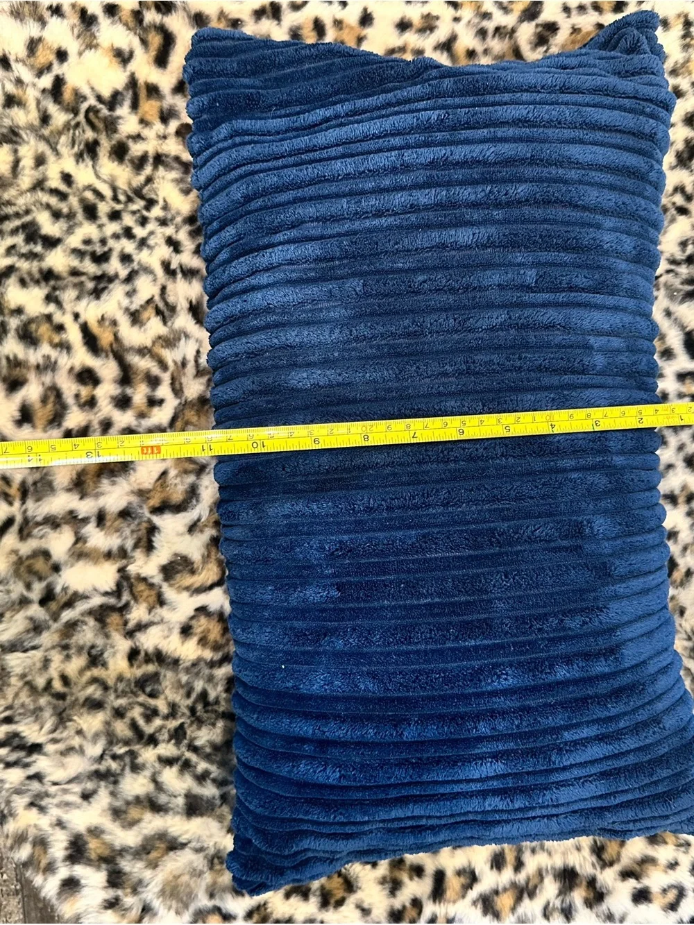 Plush Ribbed Velvet Lumbar Pillow - Deep Blue